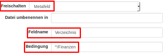 Metafeld "Freischaltfilter"