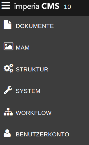 Standard-Menüstruktur