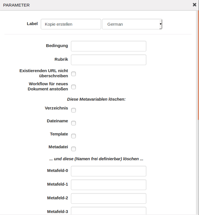 Konfiguration des Plug-ins "Kopie erstellen"