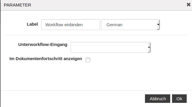 Konfiguration des "Workflow einbinden