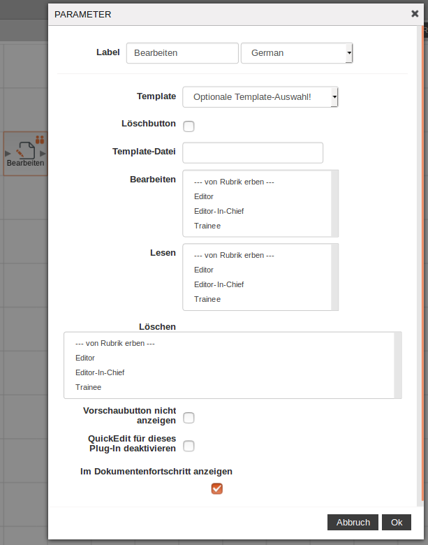 Workflow-Schritt-Parameter-Zugriffsrechte