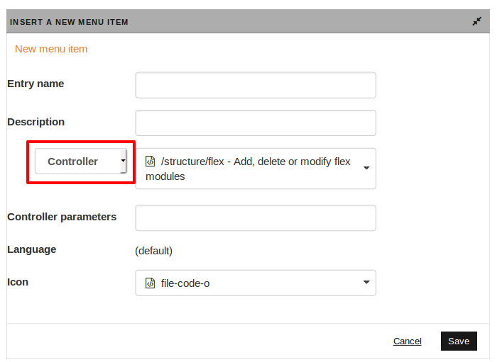 configure menu structure