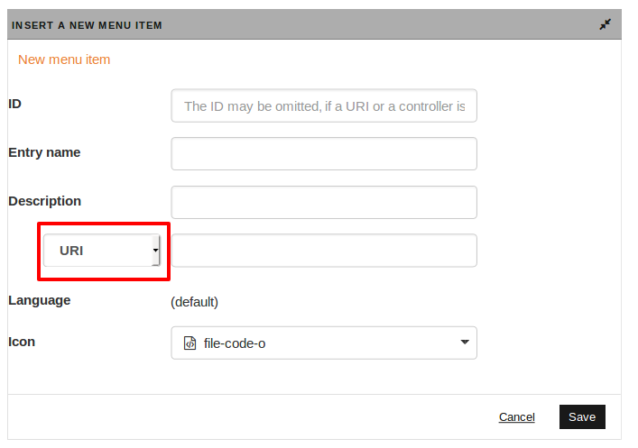 configure menu structure