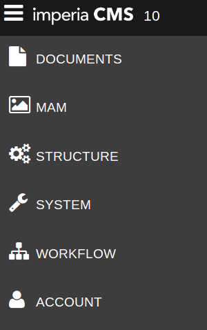 standard menu structure