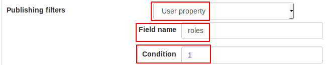 User property publishing filter