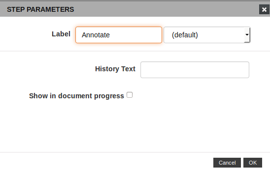 Annotate configuration dialog