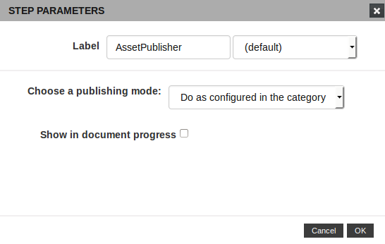 Asset Publisher plug-in configuration dialog