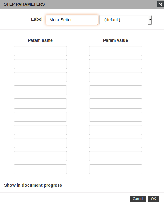 Meta-Setter plug-in configuration dialog