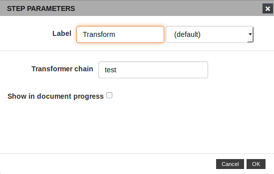 Transform configuration dialog