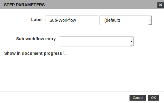 Sub-Workflow plug-in configuration dialog: