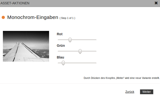 "Zu monochrom konvertieren"-Dialog