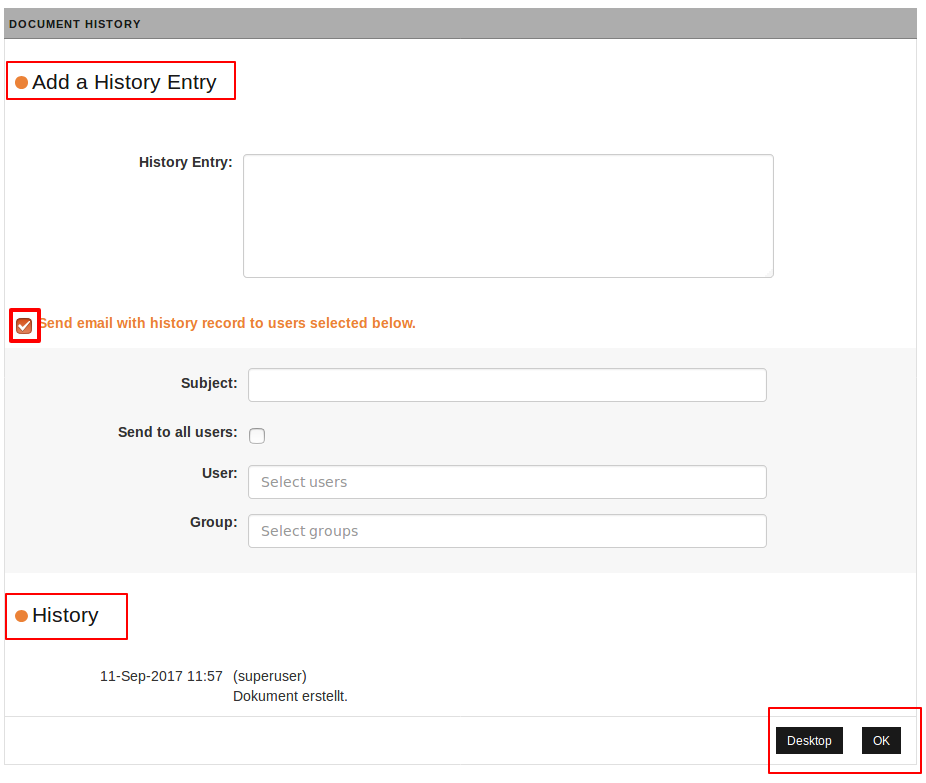 Document History dialog