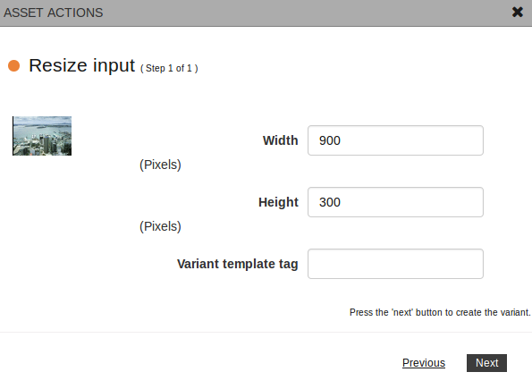 Dimensions input