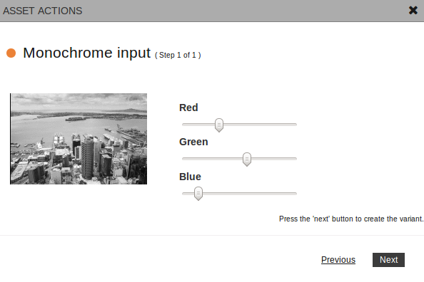 Convert to monochrome dialog