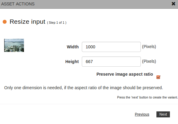 Dimensions input