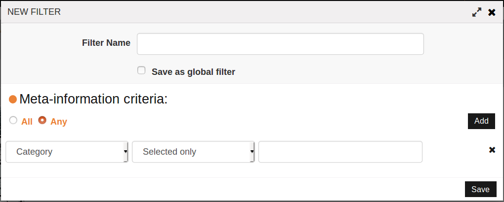The *New filter* dialog